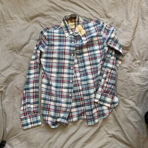 Relwen Red, White & Blue Plaid Long Sleeve Button Down Shirt Boys Size XS